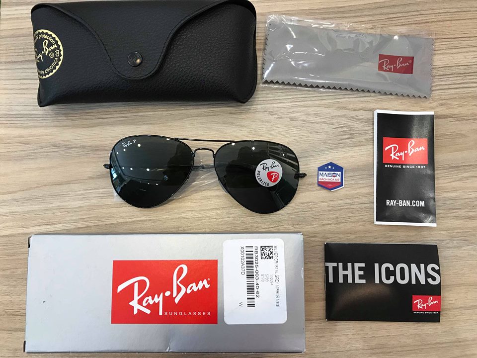 Mắt kính RayBan Aviator RB3025 Polazired G15 - Đen Chống Chói Size 62 -  MAISON STORE